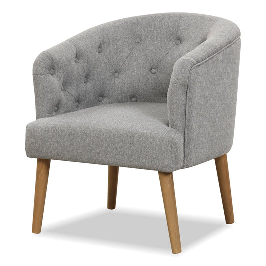 Upholstered Tub Chair with Solid Rubber Wood Legs and Adjustable Foot Pads for Living Room, Gray at Gallery Canada