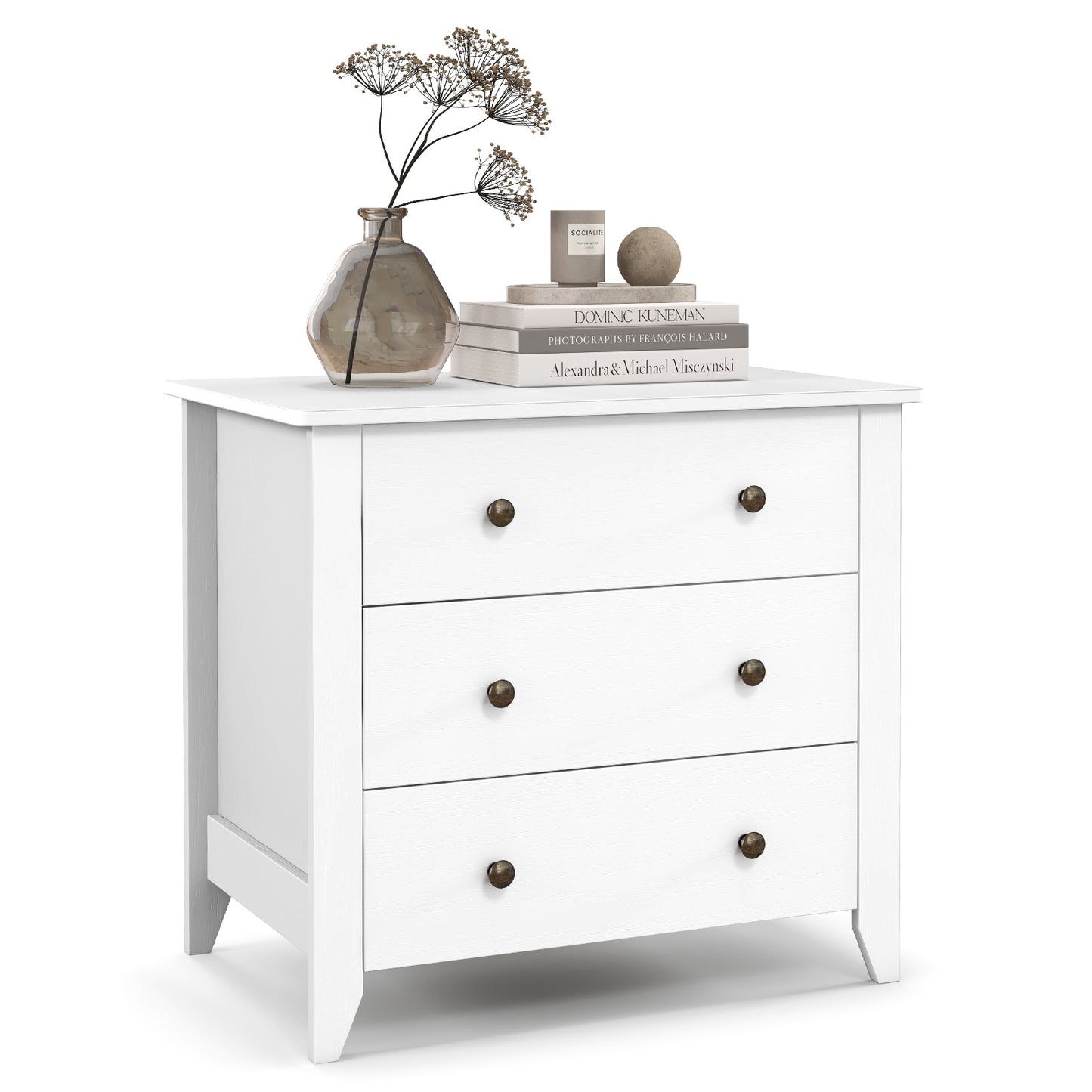 3 Drawer Dresser Chest of Drawers Bedside Table, White Cabinets & Chests at Gallery Canada