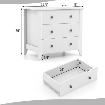 3 Drawer Dresser Chest of Drawers Bedside Table, White Cabinets & Chests at Gallery Canada