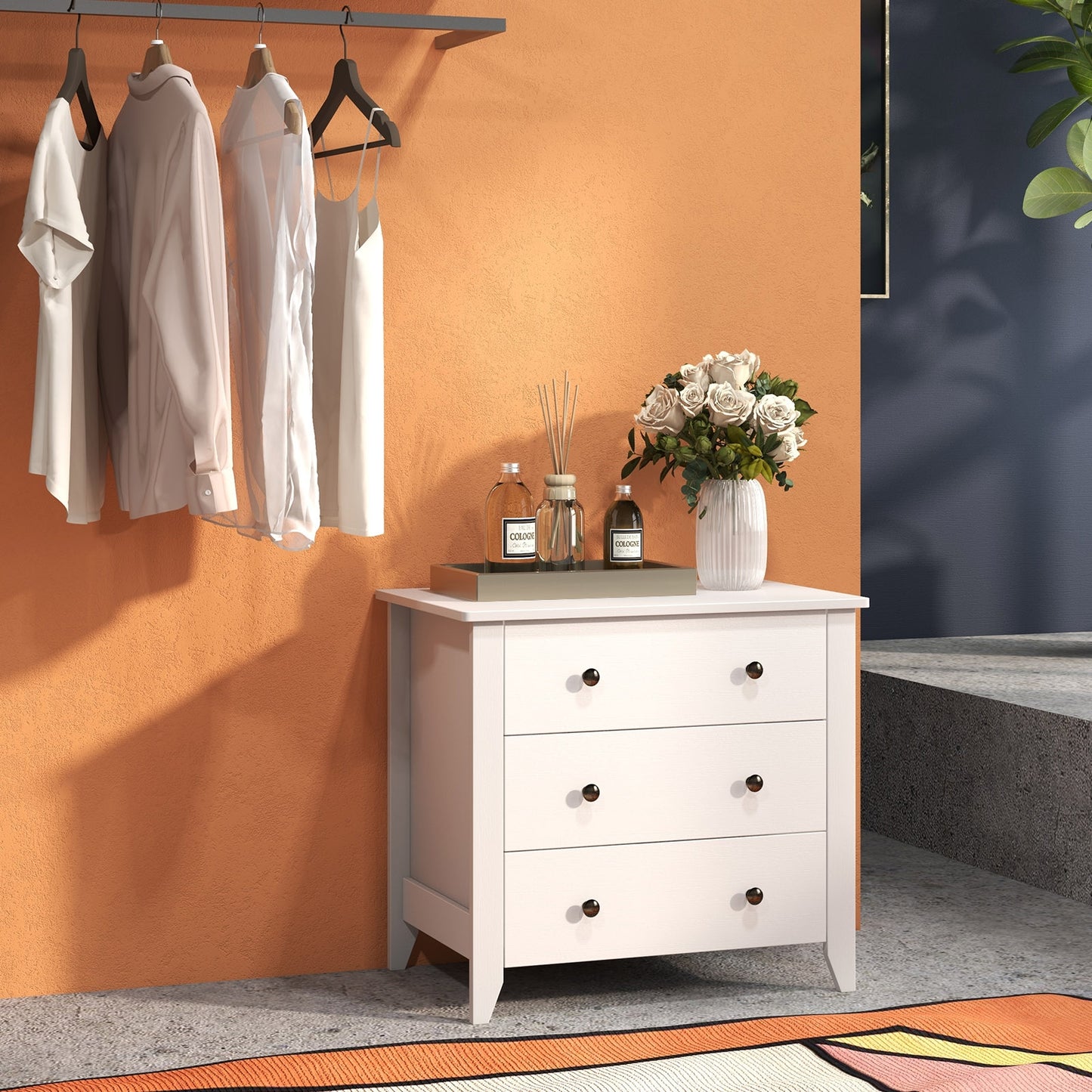 3 Drawer Dresser Chest of Drawers Bedside Table, White Cabinets & Chests at Gallery Canada