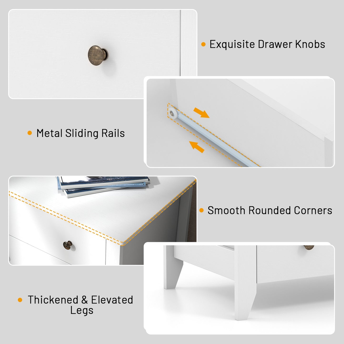 3 Drawer Dresser Chest of Drawers Bedside Table, White Cabinets & Chests at Gallery Canada