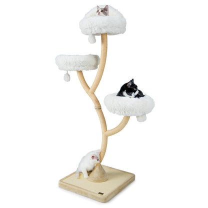 70 Inch Cat Tree, 4 Layer Tower, 3 Perches, Dangling Balls, Beige Cat Trees Condos & Scratchers at Gallery Canada