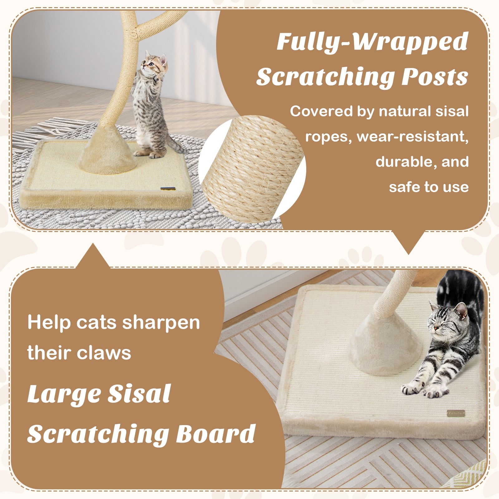 70 Inch Cat Tree, 4 Layer Tower, 3 Perches, Dangling Balls, Beige Cat Trees Condos & Scratchers at Gallery Canada