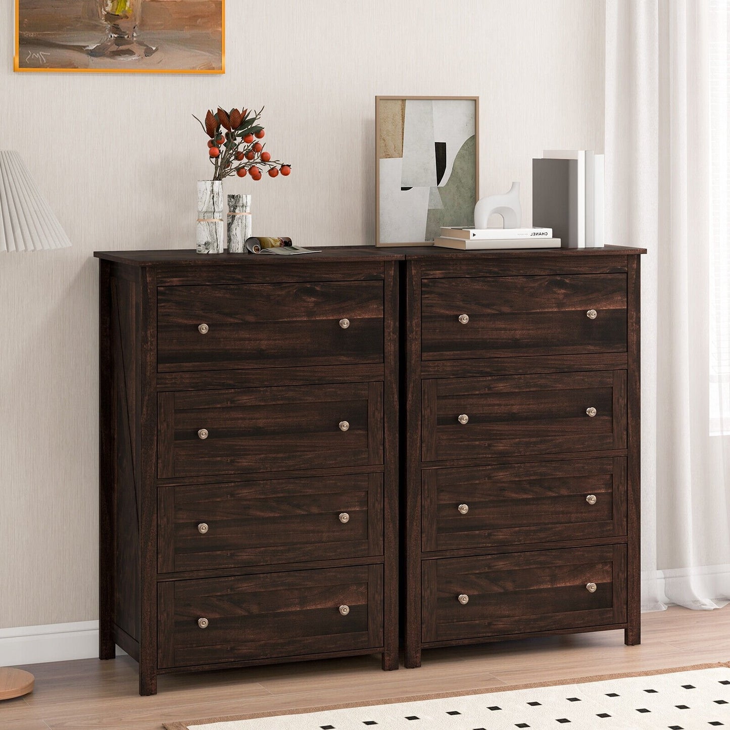 4 Drawer Dresser for Closet Hallway Living Room Nursery, Brown