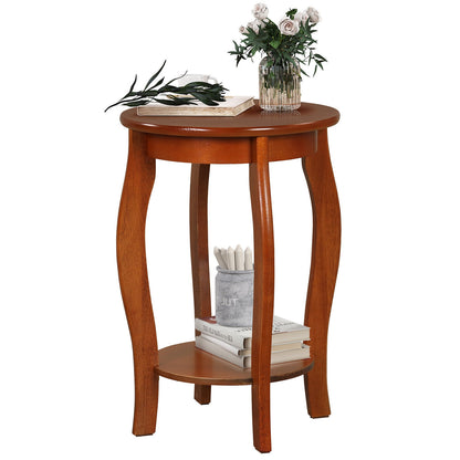 15 Inch 2-Tier Round End Table with Storage Shelf, Walnut End & Side Tables at Gallery Canada