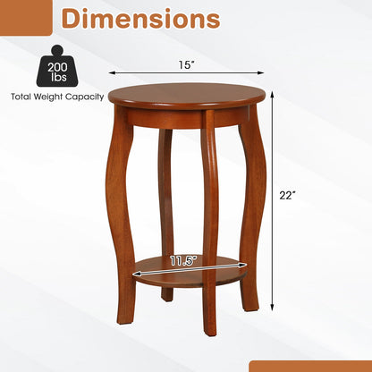 15 Inch 2-Tier Round End Table with Storage Shelf, Walnut End & Side Tables at Gallery Canada
