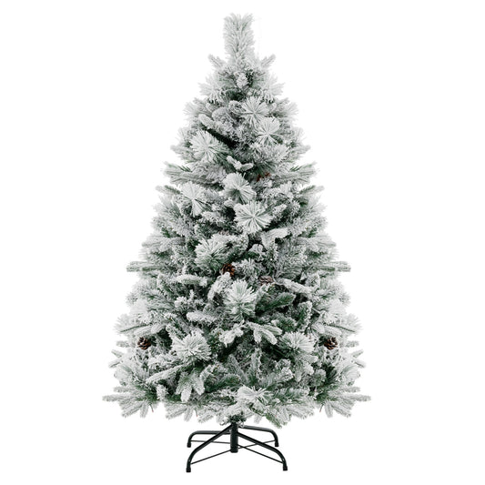 4.5/6/7 Feet Artificial Xmas Tree with Pine Needles and LED Lights-4.5 ft, Green Christmas Tree 4.5 ft at Gallery Canada