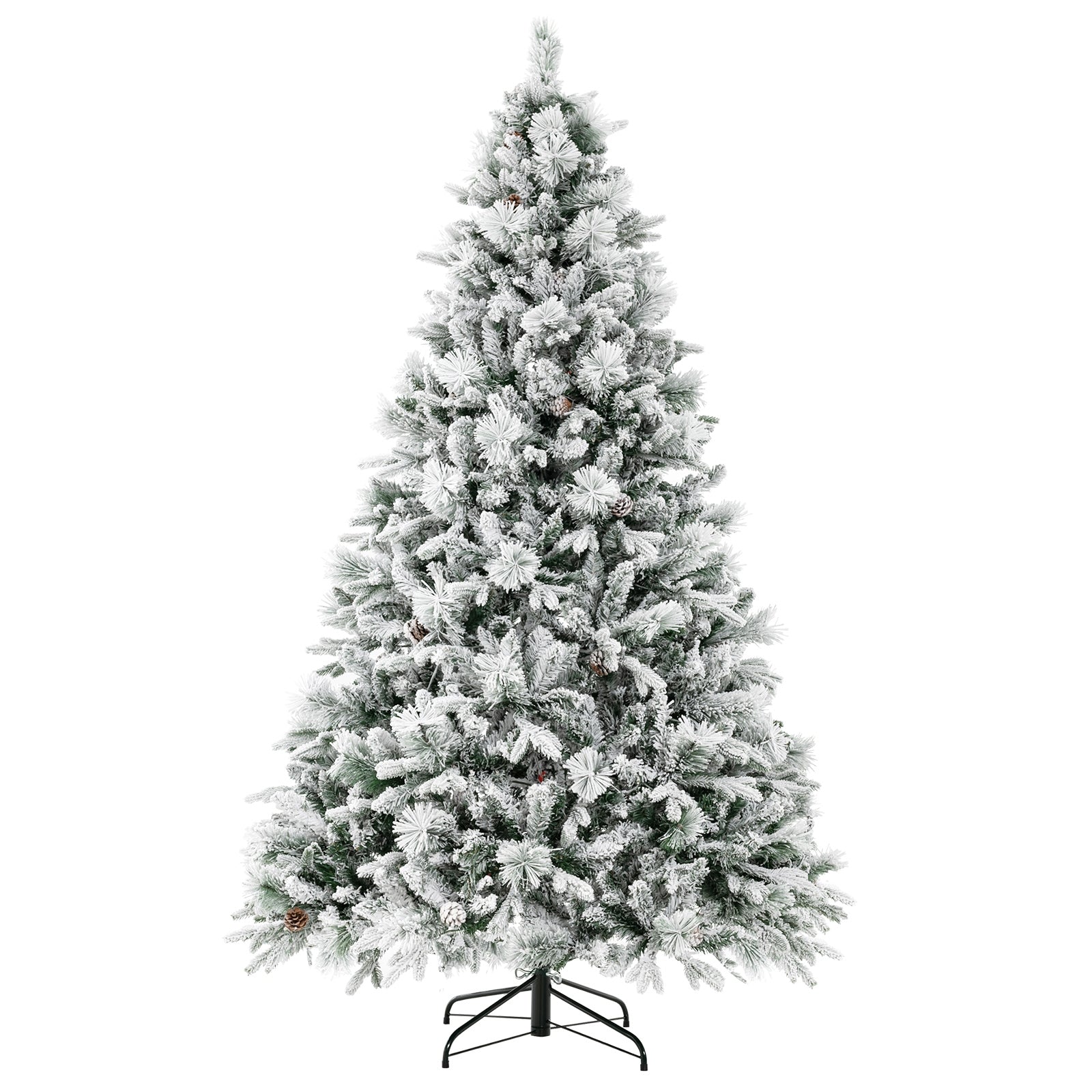 4.5/6/7 Feet Artificial Xmas Tree with Pine Needles and LED Lights-7 ft, Green Christmas Tree 7 ft at Gallery Canada