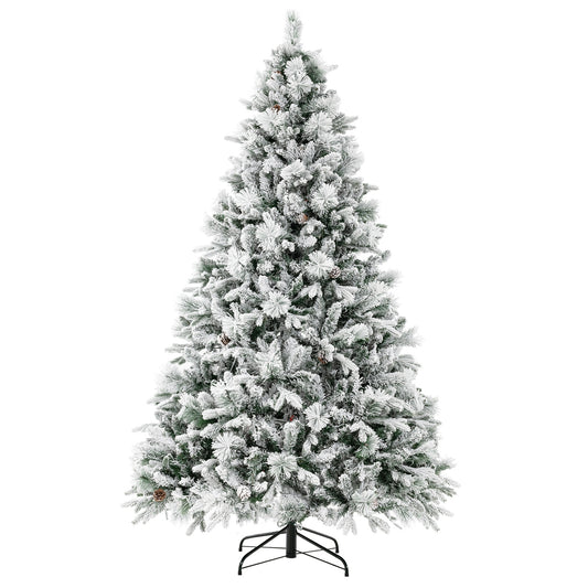 4.5/6/7 Feet Artificial Xmas Tree with Pine Needles and LED Lights-7 ft, Green Christmas Tree 7 ft at Gallery Canada