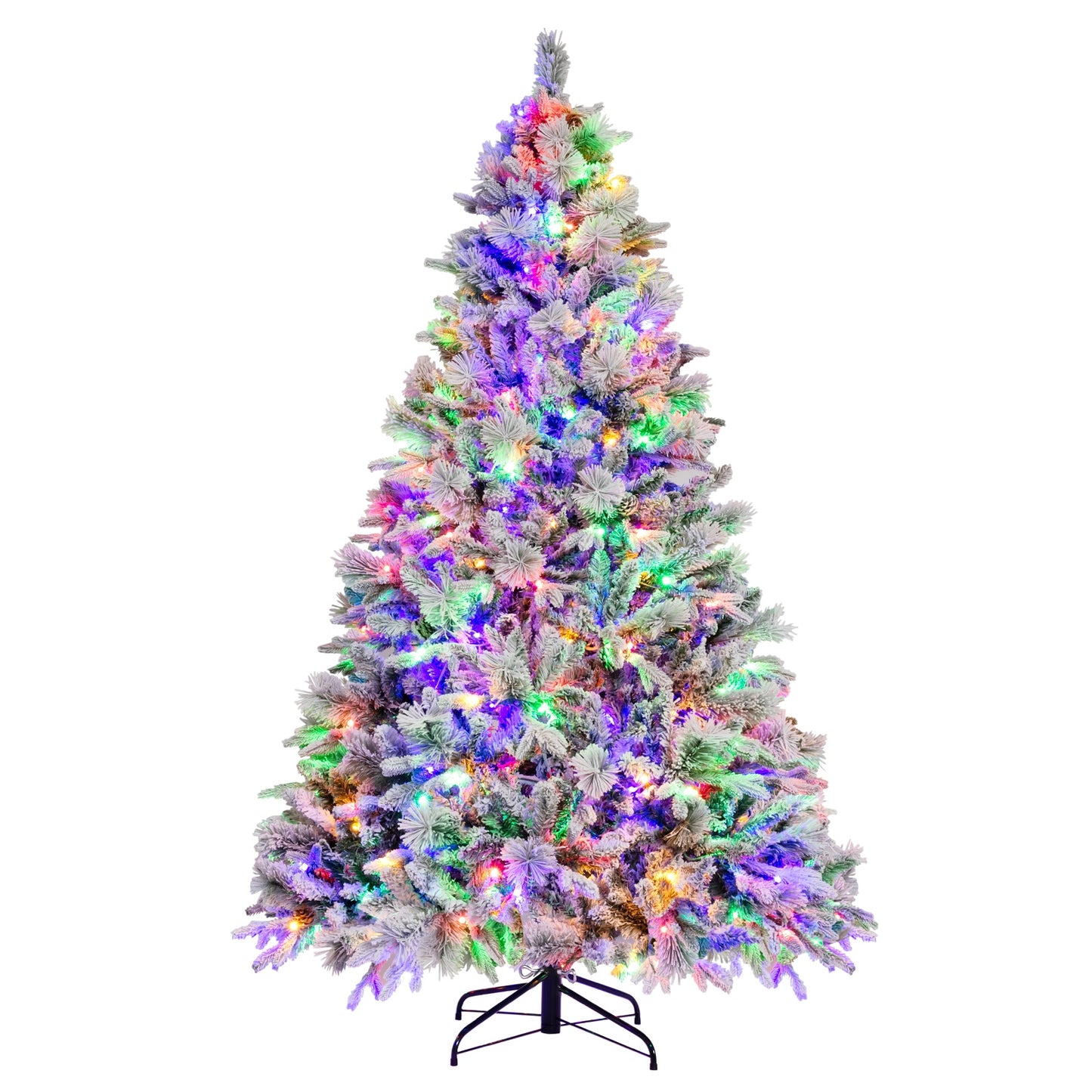 4.5/6/7 Feet Artificial Xmas Tree with Pine Needles and LED Lights-7 ft, Green Christmas Tree at Gallery Canada