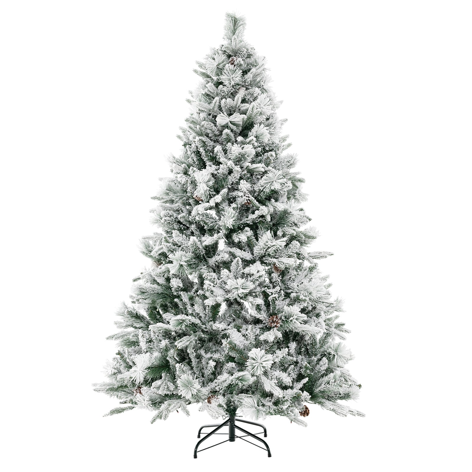 4.5/6/7 Feet Artificial Xmas Tree with Pine Needles and LED Lights-6 ft, Green Christmas Tree 6 ft at Gallery Canada