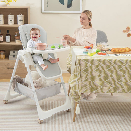Convertible High Chair with Reclining Backrest for Babies and Toddlers, Gray - Gallery Canada