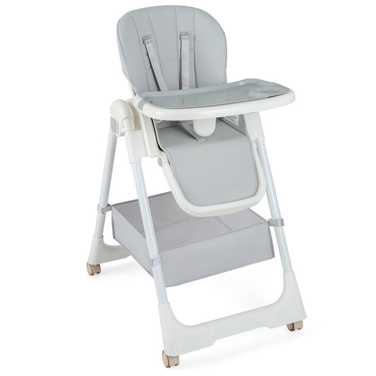 Convertible High Chair with Reclining Backrest for Babies and Toddlers, Gray