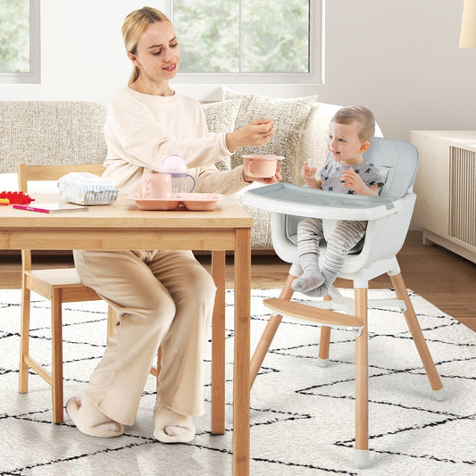 6-in-1 Convertible Baby High Chair with Adjustable Legs, Gray - Gallery Canada