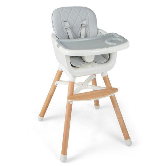 6-in-1 Convertible Baby High Chair with Adjustable Legs, Gray