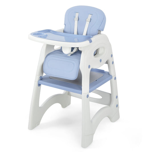 6-in-1 Baby High Chair with Removable Double Tray, Blue