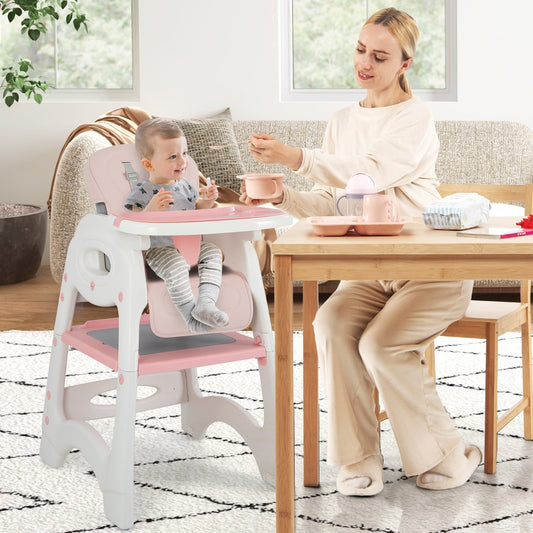 6-in-1 Baby High Chair with Removable Double Tray, Pink - Gallery Canada