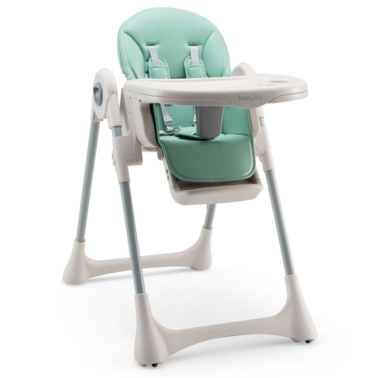 Baby Folding High Chair Dining Chair with Adjustable Height and Footrest, Green - Gallery Canada