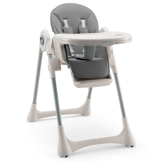 Baby Folding High Chair Dining Chair with Adjustable Height and Footrest, Gray - Gallery Canada