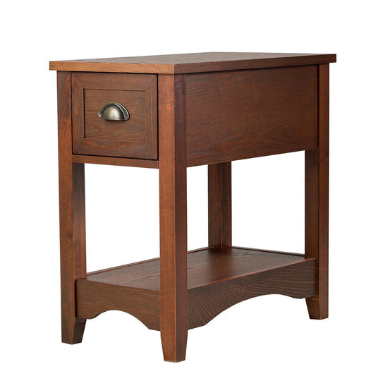 Contemporary Chair Side End Table Compact Table with Drawer Nightstand, Natural - Gallery Canada