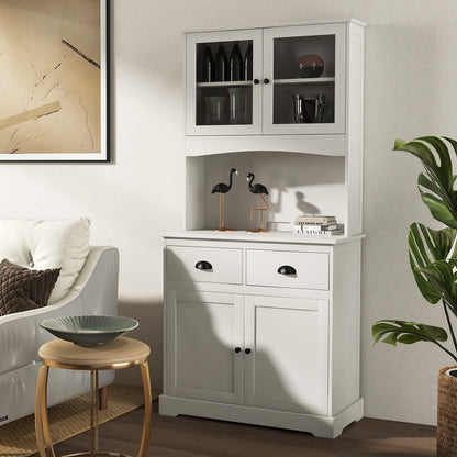 Tall Sideboard with 2 Drawers and Adjustable Shelves, White at Gallery Canada