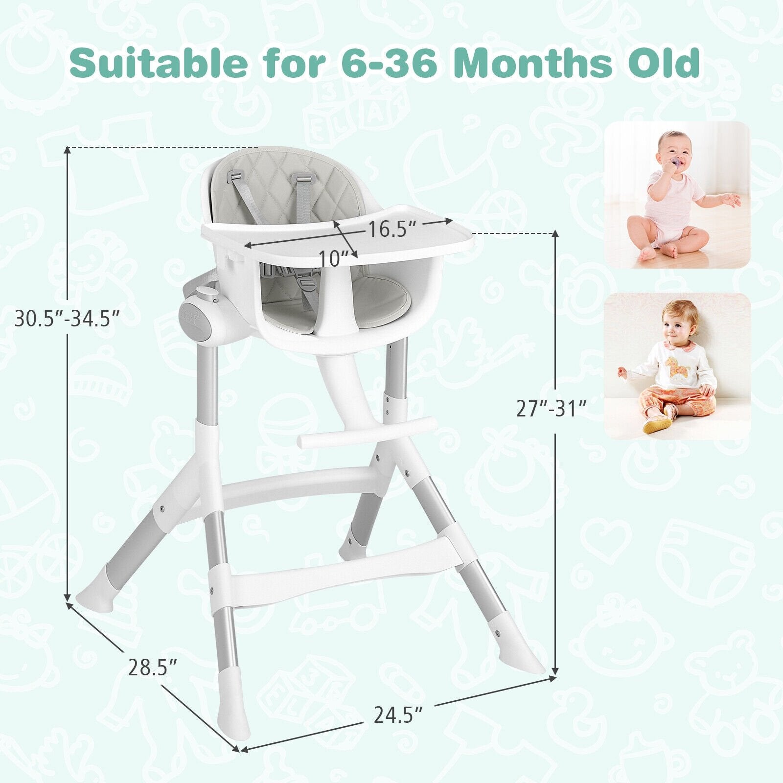 4-in-1 Convertible Baby High Chair with Aluminum Frame, Gray at Gallery Canada