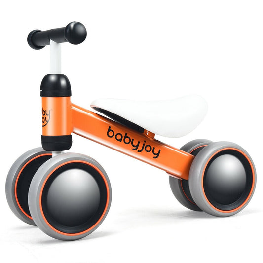 4 Wheels No-Pedal Baby Balance Bike, Orange