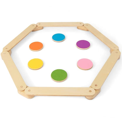 12-Piece Kids Wooden Balance Beam with Colorful Steeping Stones, Natural Toy Sports Natural at Gallery Canada