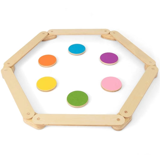 12-Piece Kids Wooden Balance Beam with Colorful Steeping Stones, Natural Toy Sports Natural at Gallery Canada