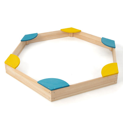 Outdoor Solid Wood Sandbox with 6 Built-in Fan-shaped Seats, Multicolor Sandboxes at Gallery Canada