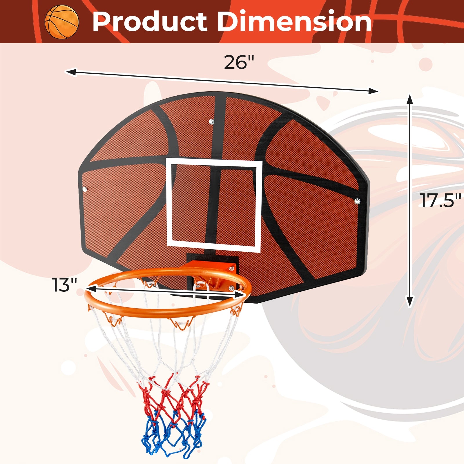 Indoor Outdoor Basketball Game, Large Shatter-proof Backboard, Red Sport Equipments at Gallery Canada