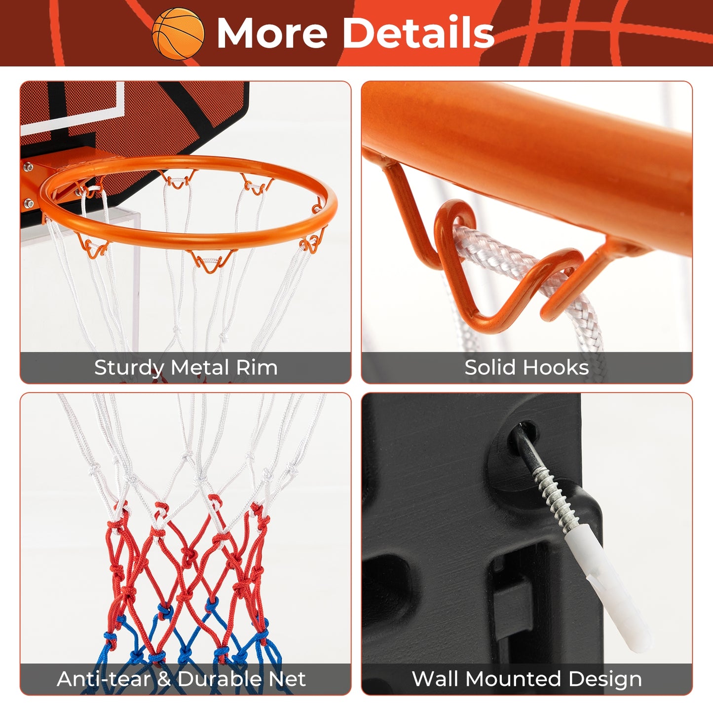 Indoor Outdoor Basketball Game, Large Shatter-proof Backboard, Red Sport Equipments at Gallery Canada