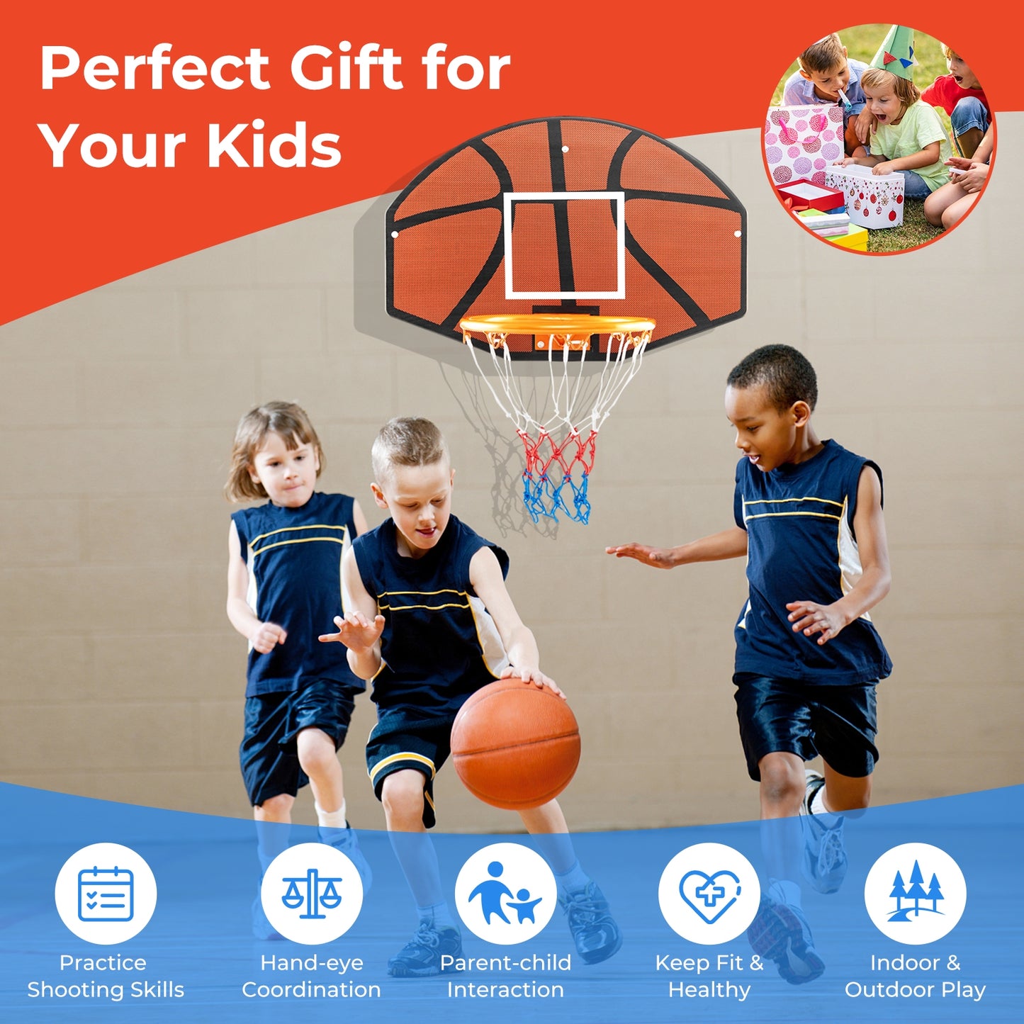 Indoor Outdoor Basketball Game, Large Shatter-proof Backboard, Red Sport Equipments at Gallery Canada