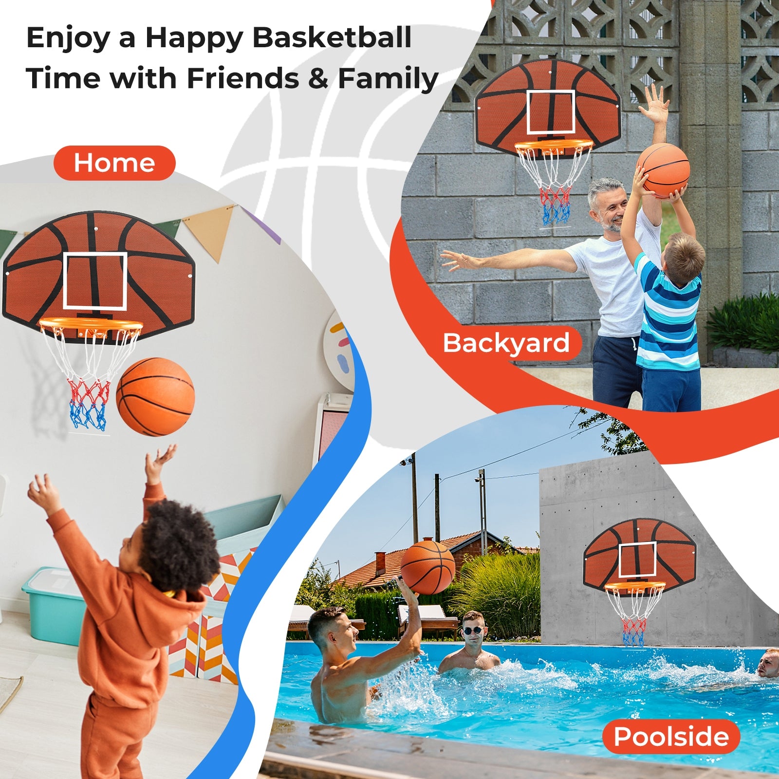 Indoor Outdoor Basketball Game, Large Shatter-proof Backboard, Red Sport Equipments at Gallery Canada
