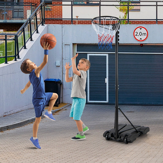8.5 to 10 FT Adjustable Portable Basketball Hoop Stand with Fillable Base and 2 Wheels, Black - Gallery Canada