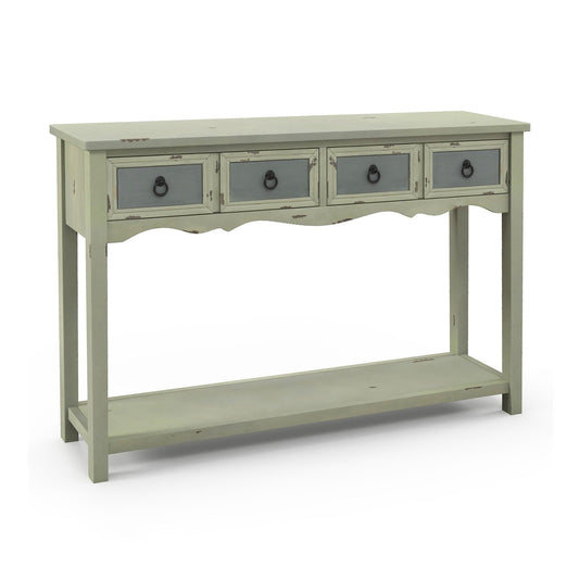 48 Inch Farmhouse Console Table with 2 Drawers and Open Storage Shelf for Hallway, Green - Gallery Canada