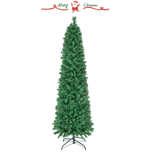5/6/7/8 FT Pre-Lit Christmas Pencil Tree with Colorful Fiber Optics Green-6 ft, Green Christmas Tree 6 ft at Gallery Canada