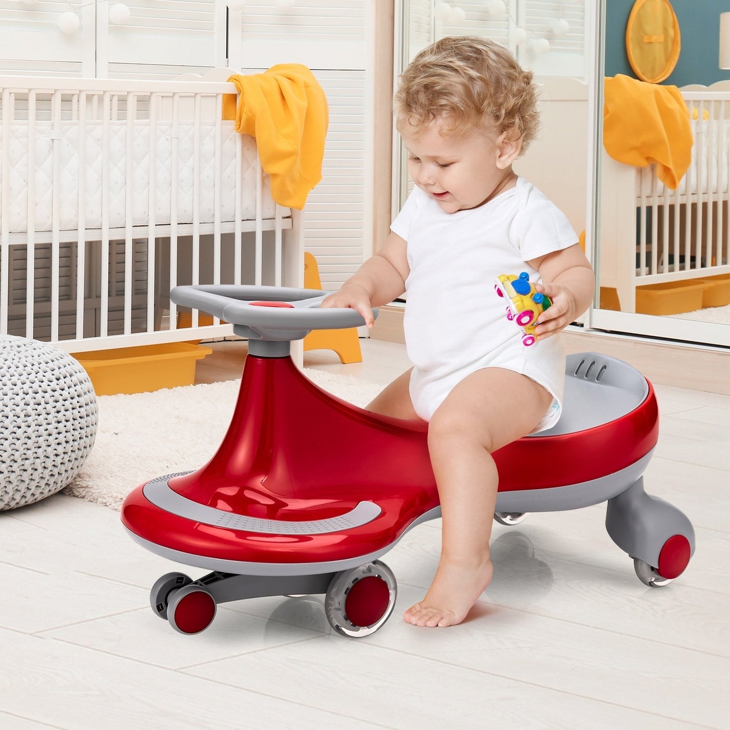 Wiggle Car Ride-on Toy with Flashing Wheels, Red