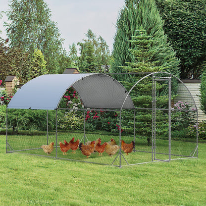 6.2 Feet/12.5 Feet/19 FeetLarge Metal Chicken Coop Outdoor Galvanized Dome Cage with Cover-M, Black