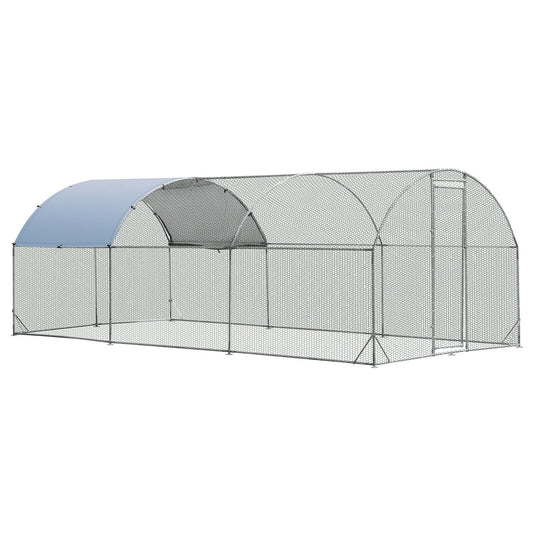 6.2 Feet/12.5 Feet/19 Feet Large Metal Chicken Coop Outdoor Galvanized Dome Cage with Cover-L, Black - Gallery Canada