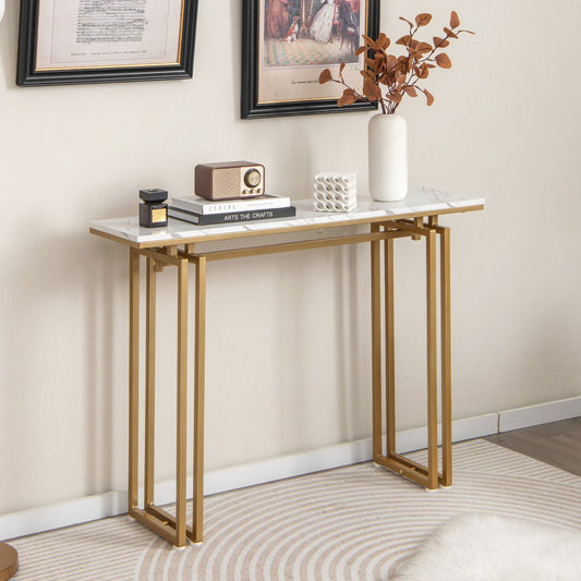 43.5 Inch Console Table with Heavy-duty Metal Frame, Golden - Gallery Canada