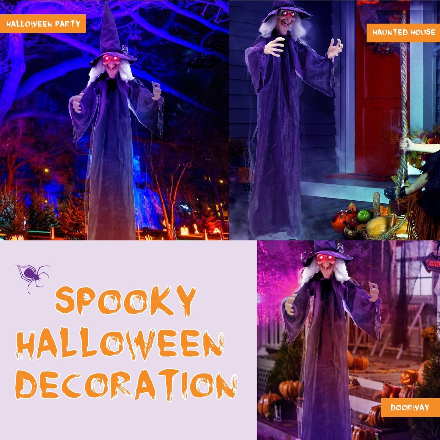 Hanging Halloween Decoration with Pre-Recorded Phrases, Purple