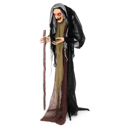 Life Size Animatronic Witch with Pre-Recorded Phrases, Multicolor