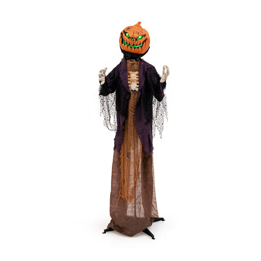 5.6 Feet Halloween Animated Standing Pumpkin Scarecrow, Multicolor