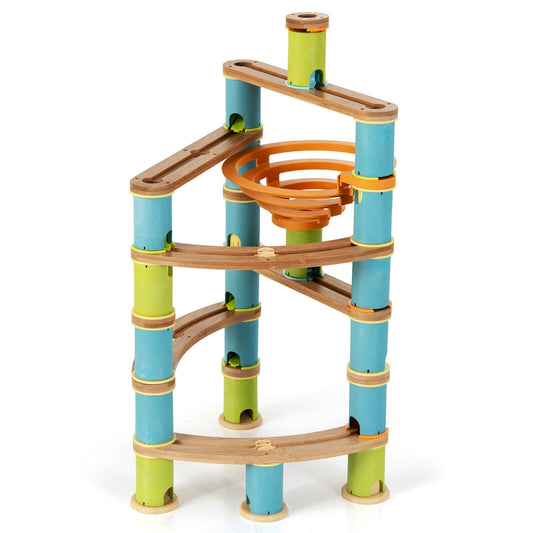Bamboo Build Run Toy with Marbles for Kids Over 4, Multicolor