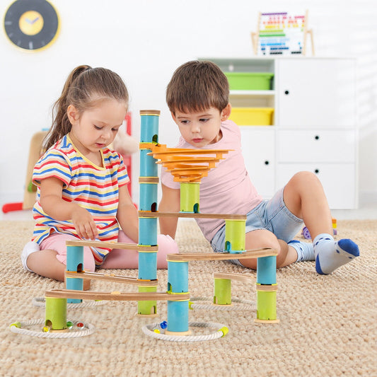 Bamboo Build Run Toy with Marbles for Kids Over 4, Multicolor - Gallery Canada