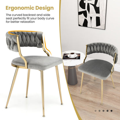 Upholstered Dining Chairs with Golden Metal Legs for Living Room, Gray - Gallery Canada