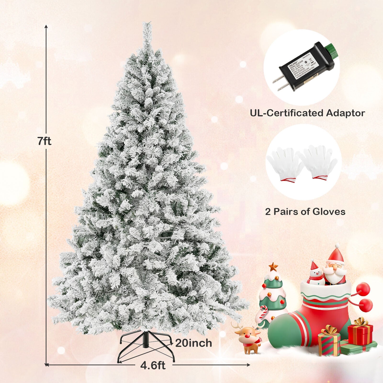 6/7/8 Feet Artificial Xmas Tree 3-Minute Quick Shape-7 ft, White Christmas Tree at Gallery Canada