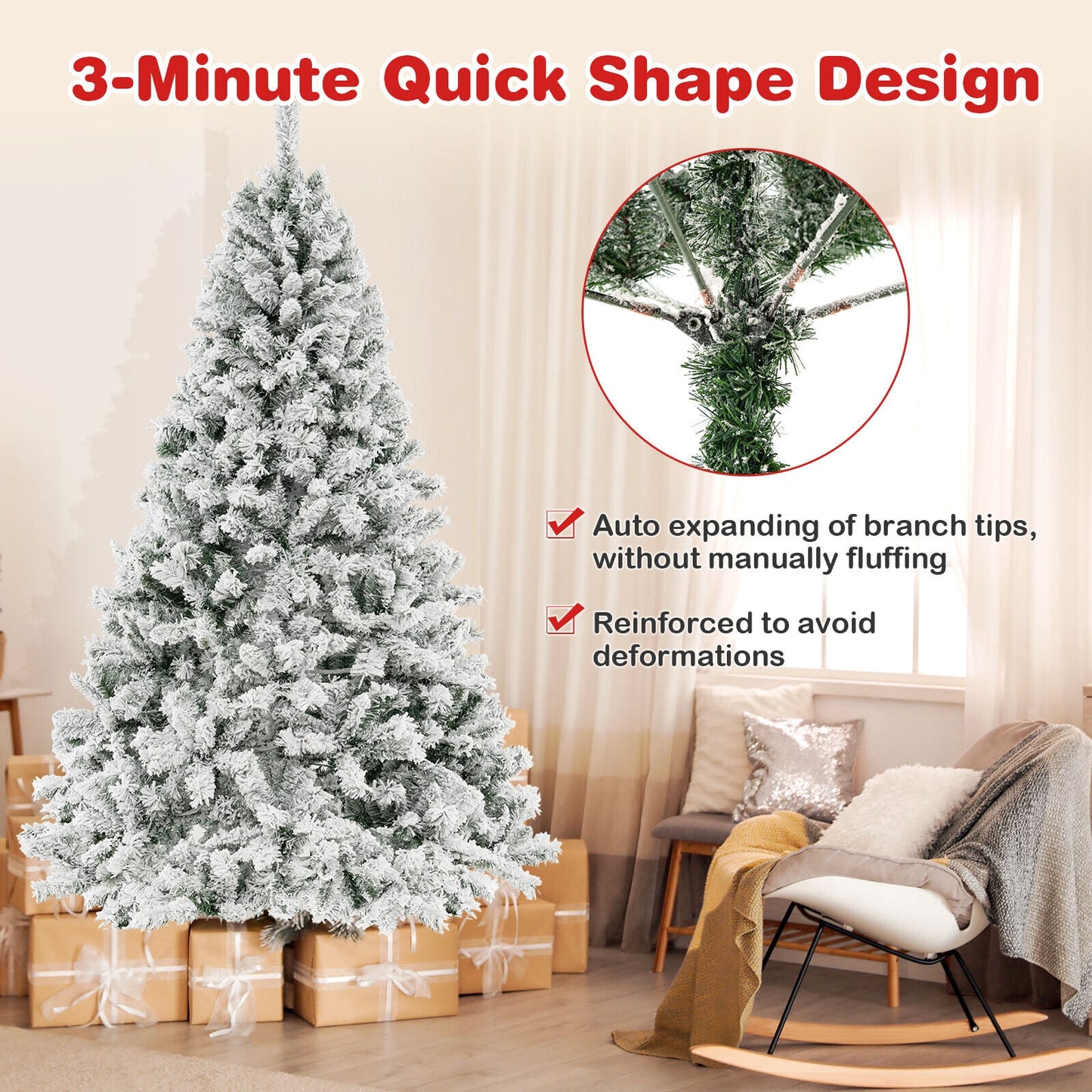6/7/8 Feet Artificial Xmas Tree 3-Minute Quick Shape-7 ft, White Christmas Tree at Gallery Canada