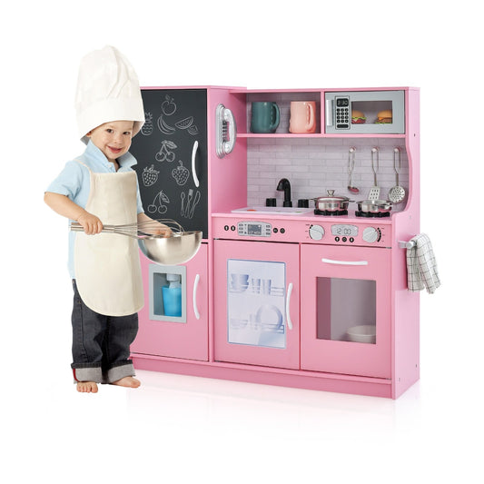 Toddler Pretend Play Kitchen for Boys and Girls 3-6 Years Old, Pink at Gallery Canada